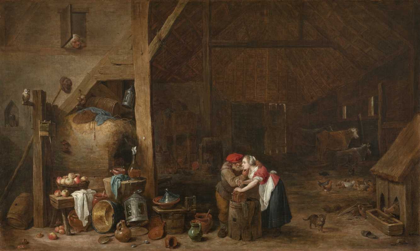 Картина Курильщики - Давид Тенирс Младший 1644 Дерево, масло 18,6х23