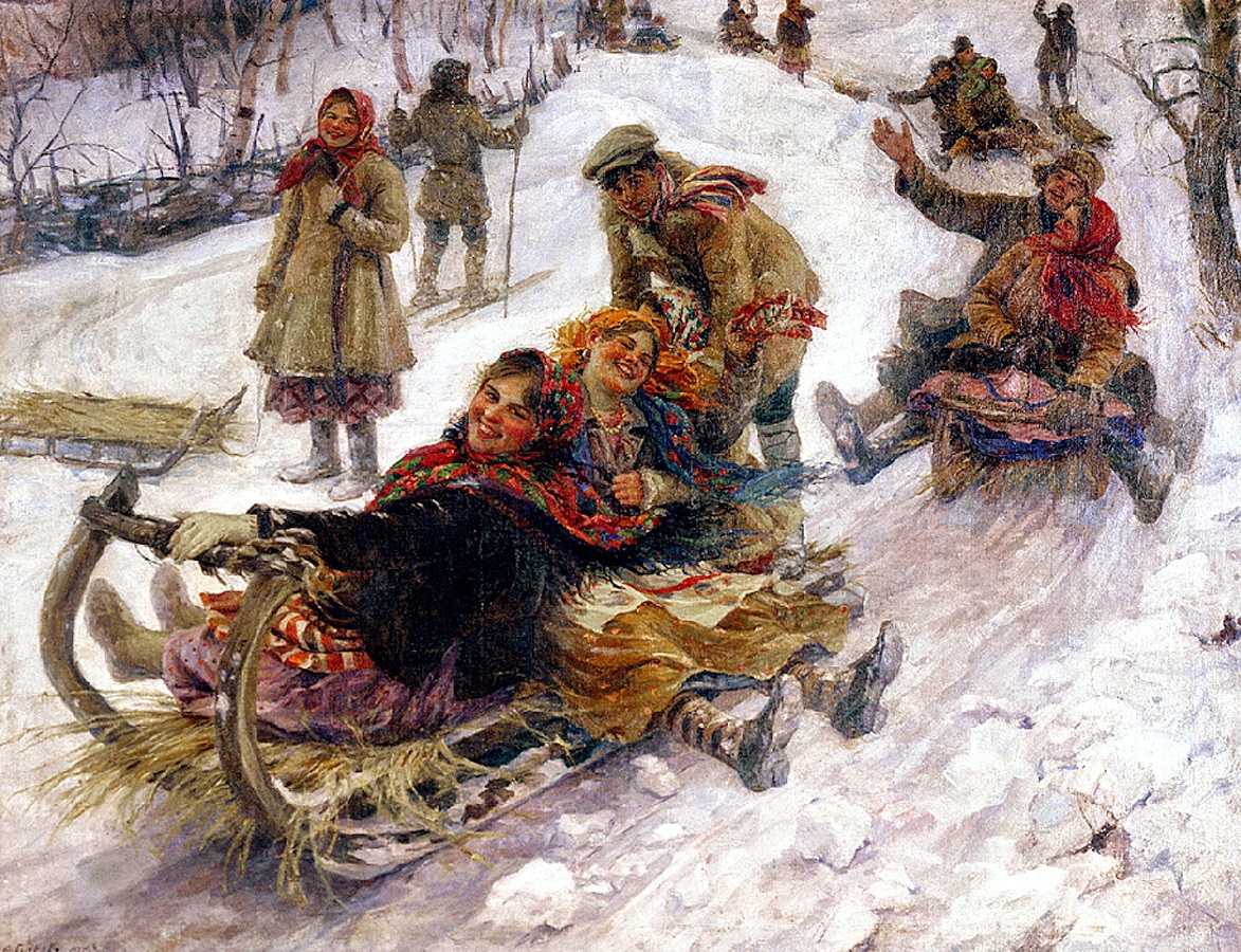 Сочинение по картине сычкова катание с горки 2 класс описание человека