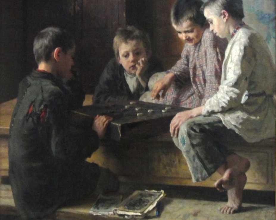 Описание картины николая богданова-бельского «у дверей школы»