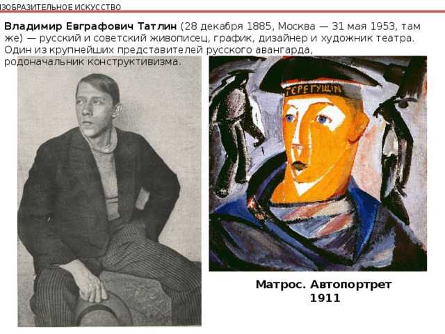 Картины художник татлин. татлин в.е. «портрет артиста». описание картины