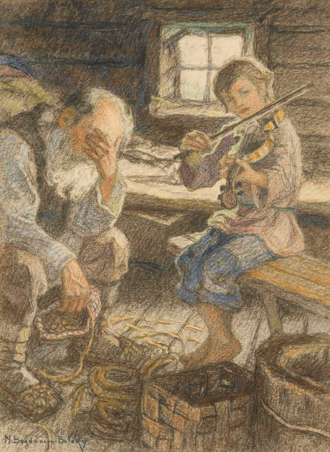 Описание картины николая богданова-бельского «у дверей школы»