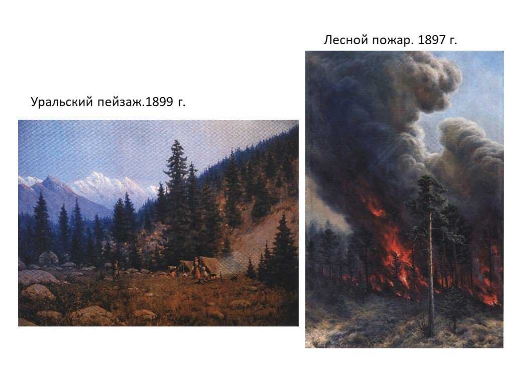 Описание картины алексея денисова-уральского «лесной пожар»