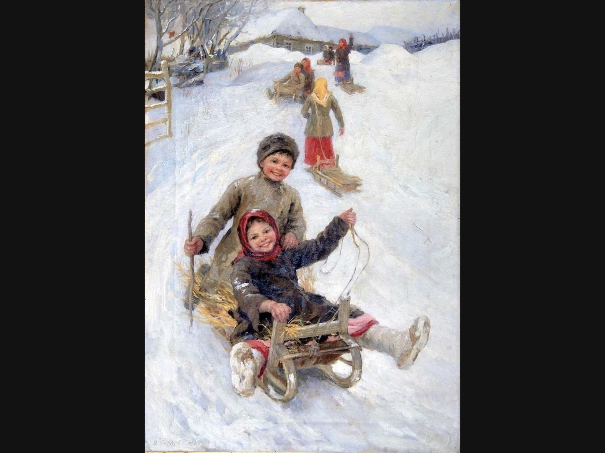Сычков катание с гор. художник федот васильевич сычков. зимние картины. обновленные полотна ф. сычкова
