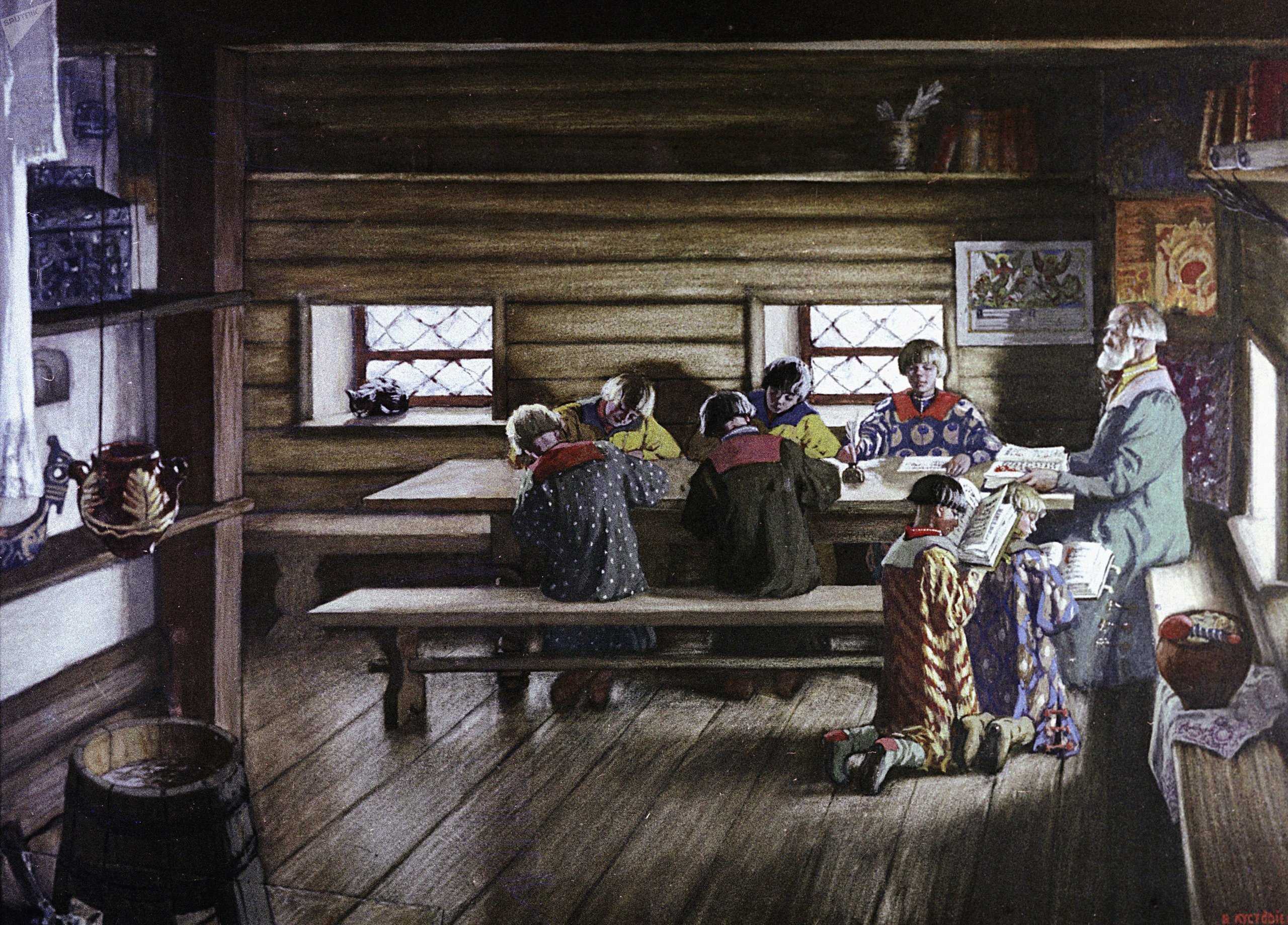 Кустодиев борис "земская школа" описание картины, анализ, сочинение - art music
