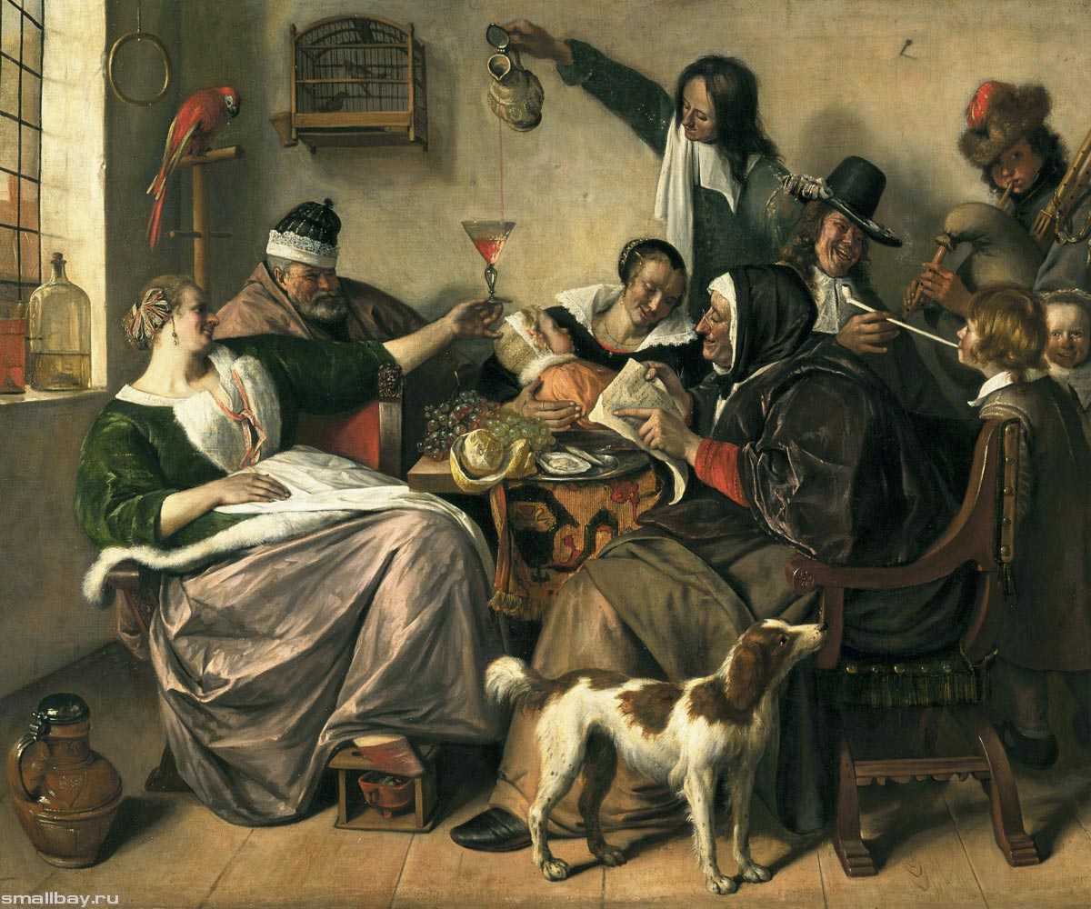 Картина Гуляки - Ян Стен Около 1660 Дерево, масло 39x30