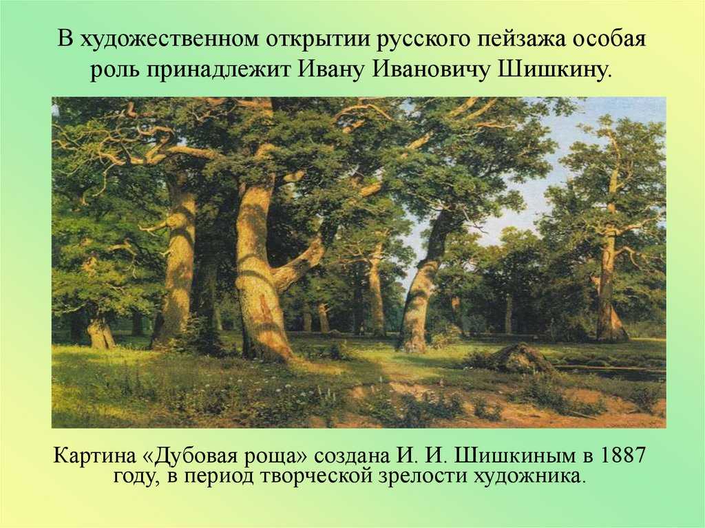 Шишкин дубовая роща — от земли до неба